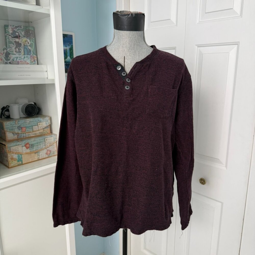 BTL71 Burgundy Button-Neck Long Sleeve – Size M